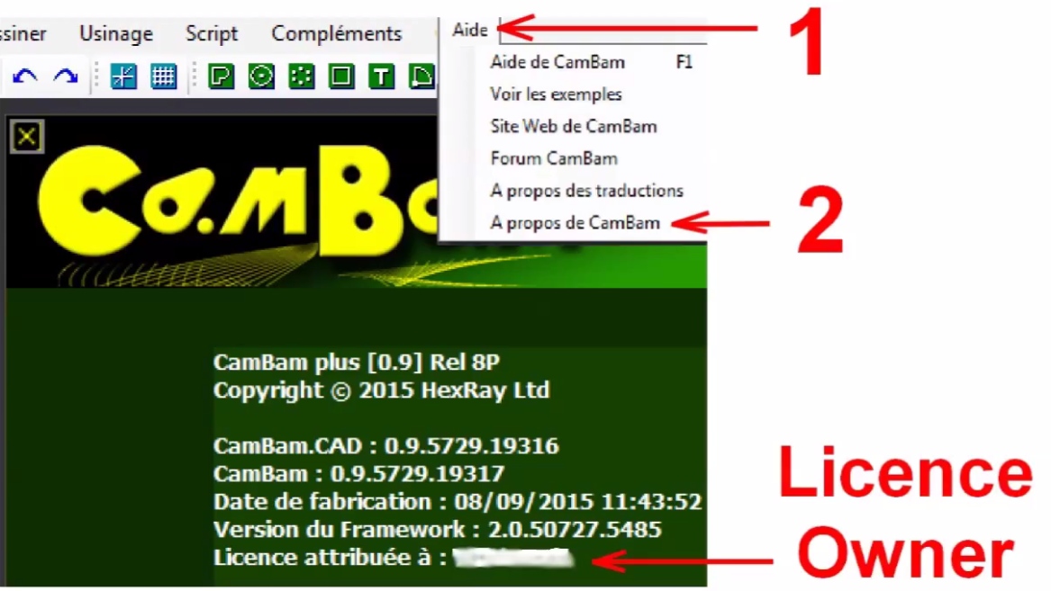 Mettre votre fichier de licence dans CAMBAM